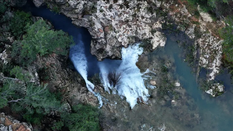 Güver Waterfall in Antalya revived with rainfall
